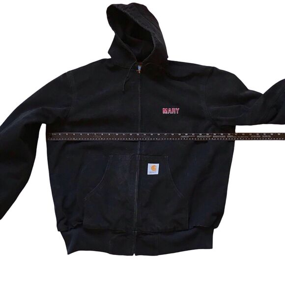 VTG Carhartt Jacket (JR115) -Mens X Large Tall Black Faded Canvas Hooded Work90s - Picture 5 of 11